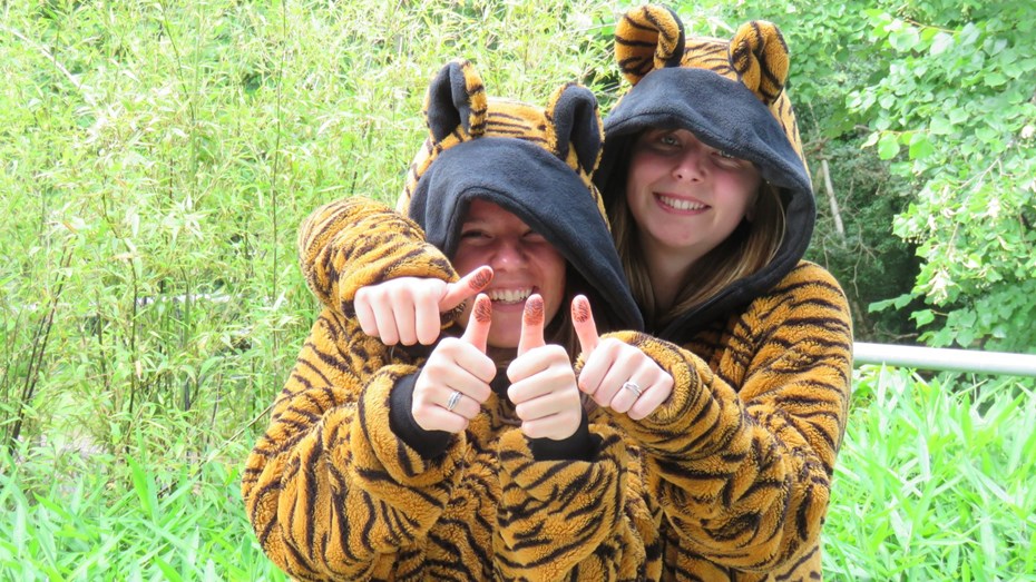 Twee meisjes in tijgerpak